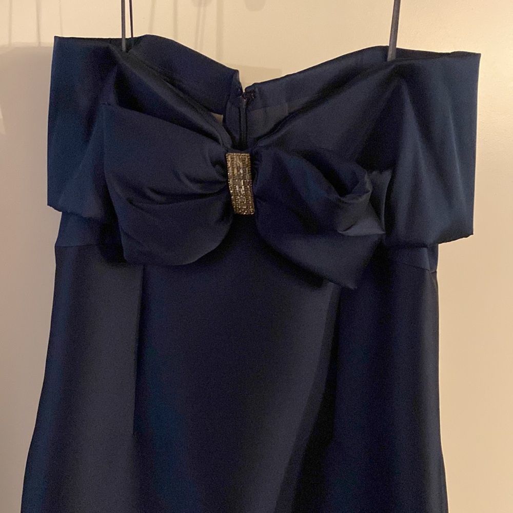 Rickie Freeman Teri Jon Full-length Strapless Dress w/ Bow